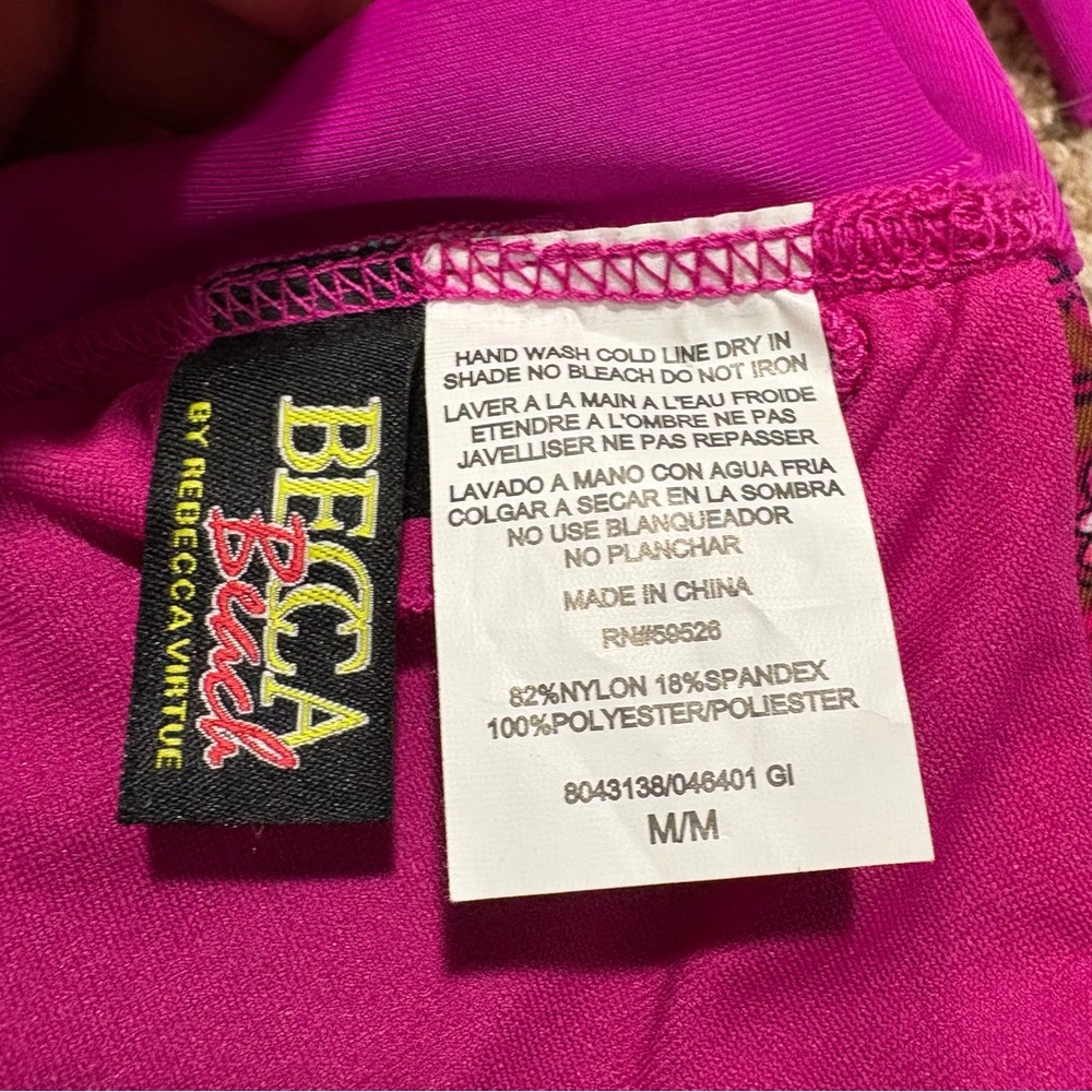 BECCA Beach | Rebecca Virtue Magenta & Red Paisley Colorblock Bikini size M NEW - Picture 7 of 13
